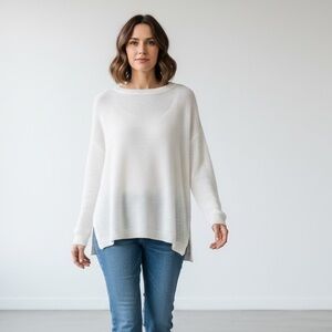 POLO RALPH LAUREN  100% Linen Lightweight Oversized Ivory  Knit Sweater Sz L